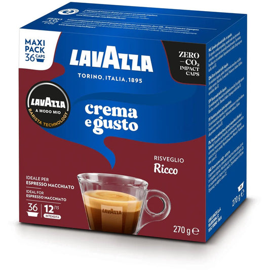 Lavazza Crema E Gusto Ricco - 36 Koffiecups Compatibel met Lavazza A Modo Mio