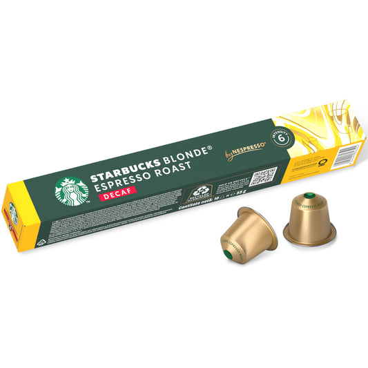 Starbucks Blonde Espresso Roast Decaf - 10 Koffiecups Compatibel met Nespresso Coffee Machine